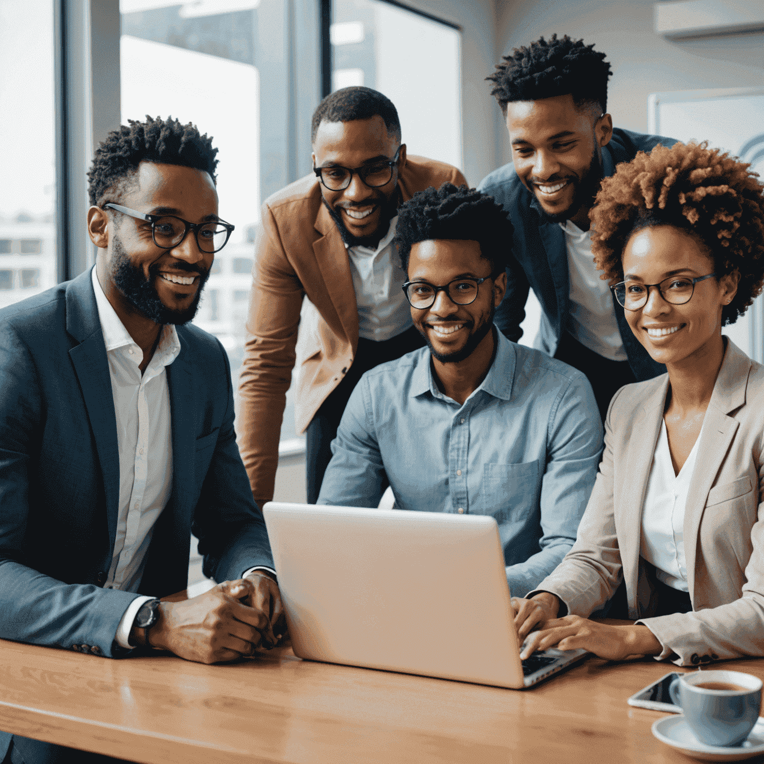 A diverse group of South African professionals collaborating remotely using laptops and video conferencing