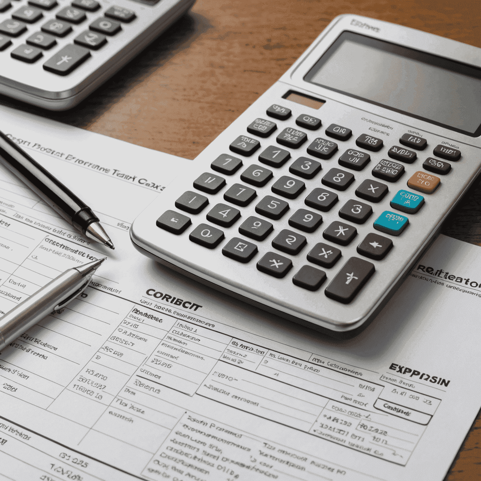 A calculator, pen, and tax forms on a desk, symbolizing the importance of understanding the South African tax system for entrepreneurs